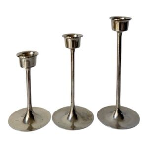 Vintage Elegant Gold brass Candle Holder Set of 3